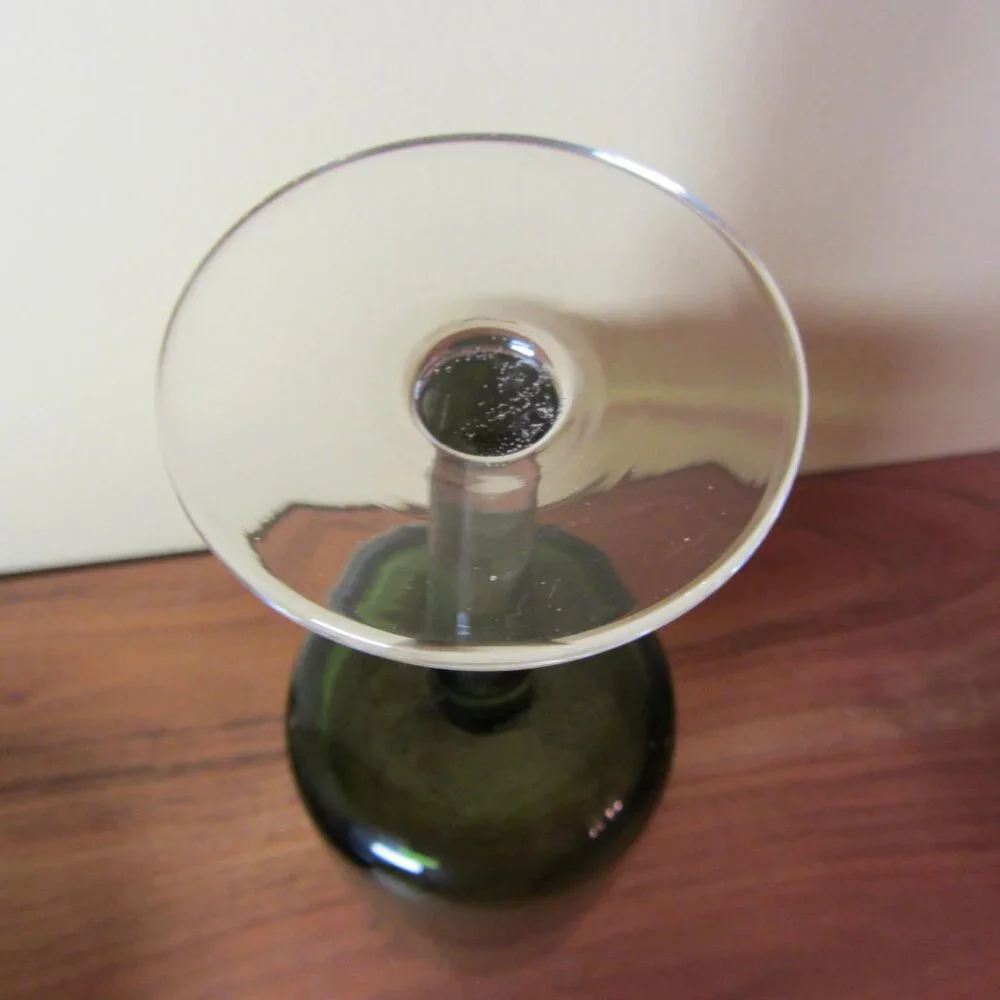 green wine glass goblet double dipped pier 1 MCM style (W3557)